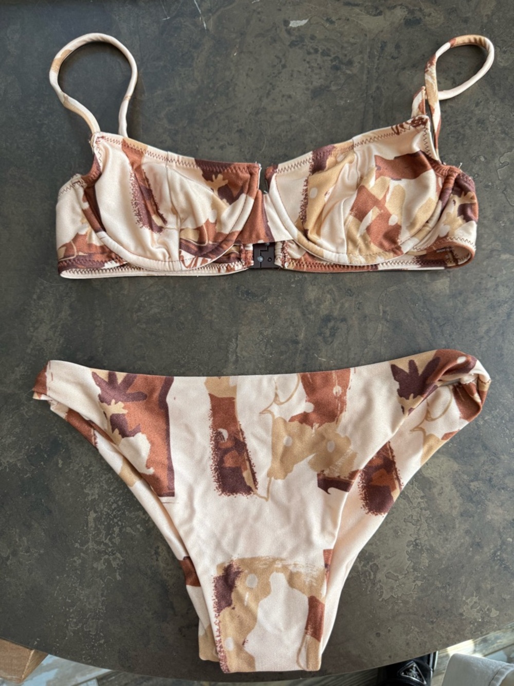 iNAMORATA Beige and Brown Print Two-Piece Bikini